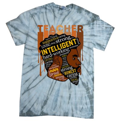 Black Teacher Afro With Beards Love Melanin Tie-Dye T-Shirt