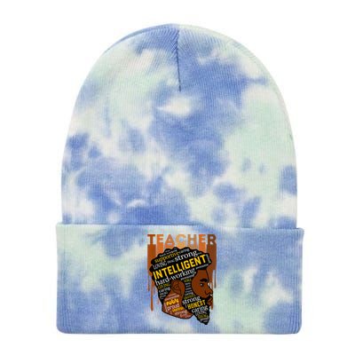 Black Teacher Afro With Beards Love Melanin Tie Dye 12in Knit Beanie