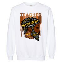 Black Teacher Afro With Beards Love Melanin Garment-Dyed Sweatshirt