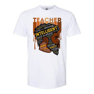 Black Teacher Afro With Beards Love Melanin Softstyle CVC T-Shirt