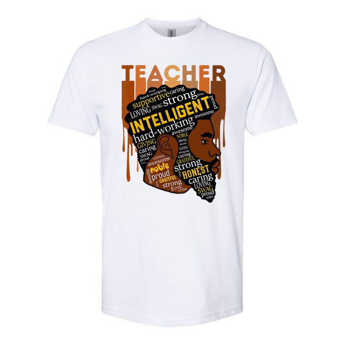 Black Teacher Afro With Beards Love Melanin Softstyle CVC T-Shirt