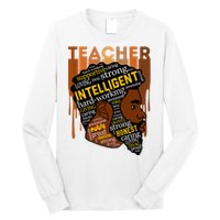 Black Teacher Afro With Beards Love Melanin Long Sleeve Shirt