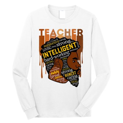 Black Teacher Afro With Beards Love Melanin Long Sleeve Shirt