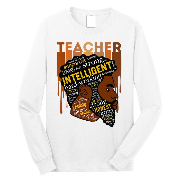 Black Teacher Afro With Beards Love Melanin Long Sleeve Shirt