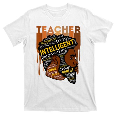 Black Teacher Afro With Beards Love Melanin T-Shirt