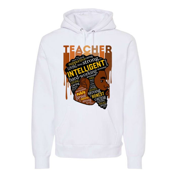 Black Teacher Afro With Beards Love Melanin Premium Hoodie