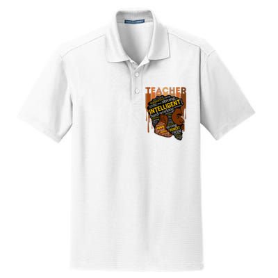 Black Teacher Afro With Beards Love Melanin Dry Zone Grid Polo