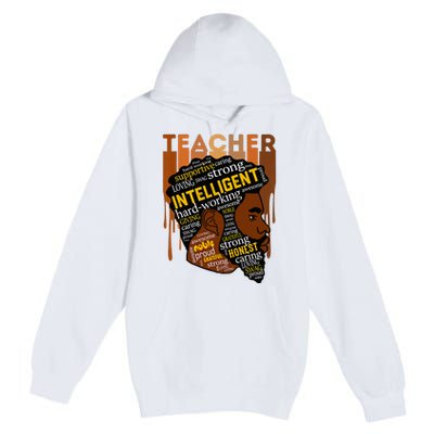 Black Teacher Afro With Beards Love Melanin Premium Pullover Hoodie