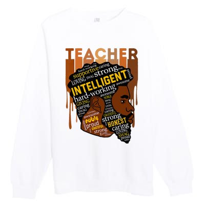 Black Teacher Afro With Beards Love Melanin Premium Crewneck Sweatshirt