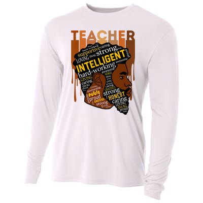 Black Teacher Afro With Beards Love Melanin Cooling Performance Long Sleeve Crew