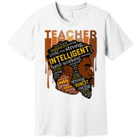 Black Teacher Afro With Beards Love Melanin Premium T-Shirt