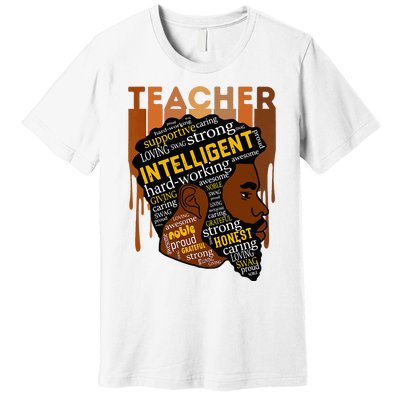 Black Teacher Afro With Beards Love Melanin Premium T-Shirt