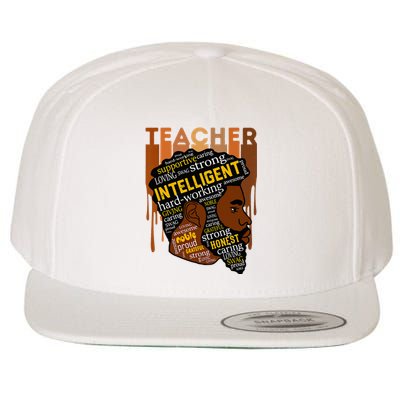 Black Teacher Afro With Beards Love Melanin Wool Snapback Cap