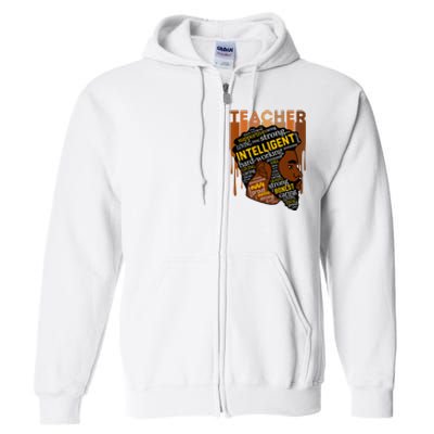 Black Teacher Afro With Beards Love Melanin Full Zip Hoodie