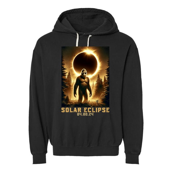Bigfoot Totality April 8 2024 Total Solar Eclipse Garment-Dyed Fleece Hoodie