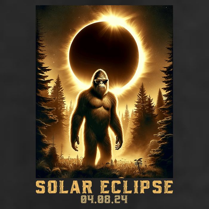 Bigfoot Totality April 8 2024 Total Solar Eclipse Garment-Dyed Fleece Hoodie