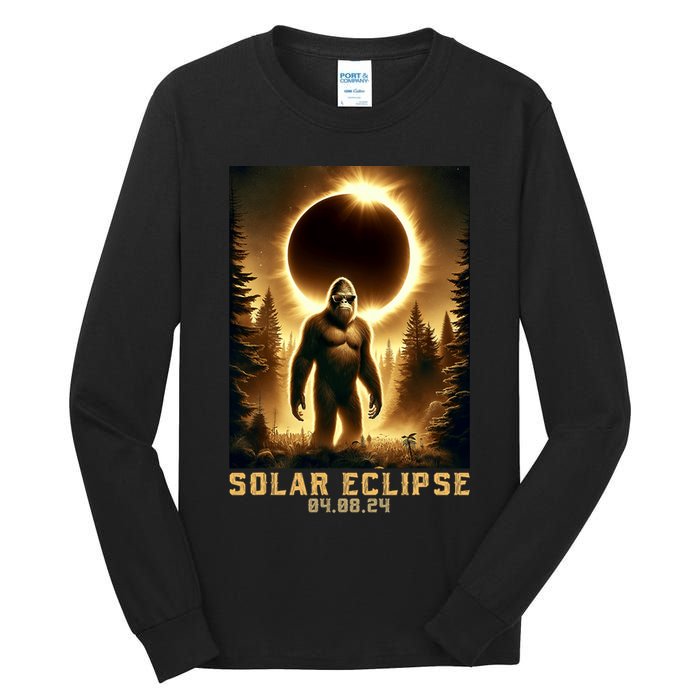 Bigfoot Totality April 8 2024 Total Solar Eclipse Tall Long Sleeve T-Shirt
