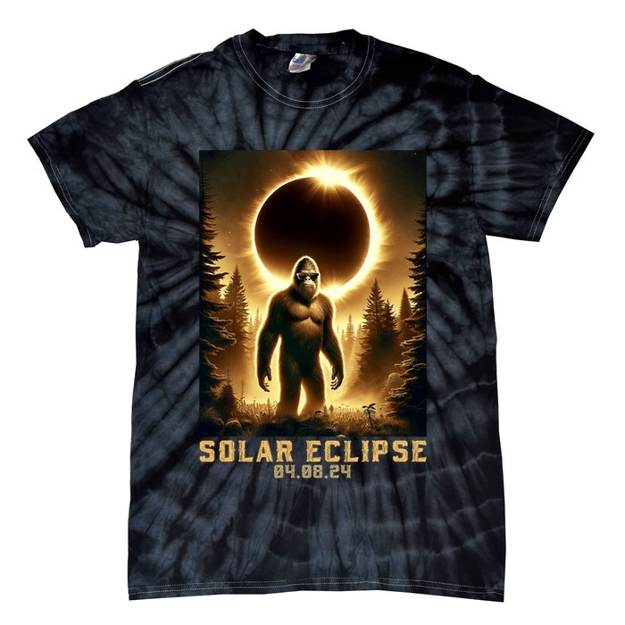 Bigfoot Totality April 8 2024 Total Solar Eclipse Tie-Dye T-Shirt