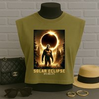 Bigfoot Totality April 8 2024 Total Solar Eclipse Garment-Dyed Women's Muscle Tee