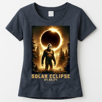 Bigfoot Totality April 8 2024 Total Solar Eclipse Womens T-Shirt