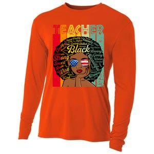 Black Teacher Afro Juneteenth Black History Month Funny Gift Cooling Performance Long Sleeve Crew