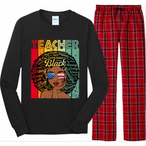 Black Teacher Afro Juneteenth Black History Month Funny Gift Long Sleeve Pajama Set