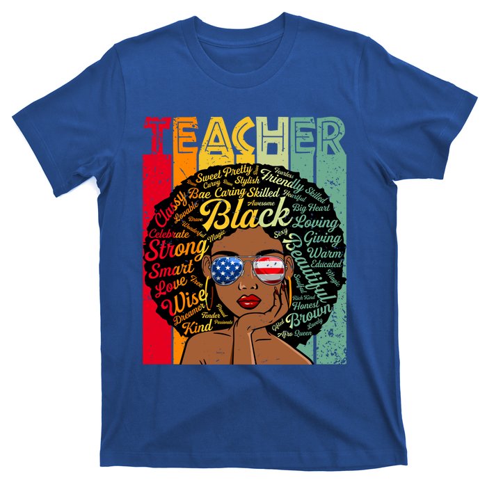 Black Teacher Afro Juneteenth Black History Month Funny Gift T-Shirt