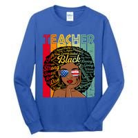 Black Teacher Afro Juneteenth Black History Month Funny Gift Tall Long Sleeve T-Shirt