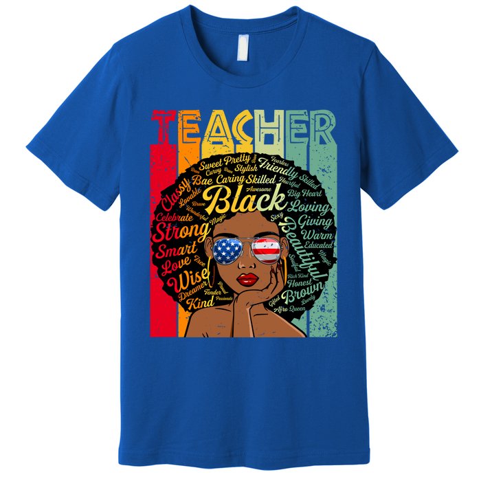 Black Teacher Afro Juneteenth Black History Month Funny Gift Premium T-Shirt