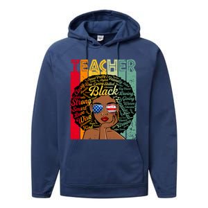 Black Teacher Afro Juneteenth Black History Month Funny Gift Performance Fleece Hoodie