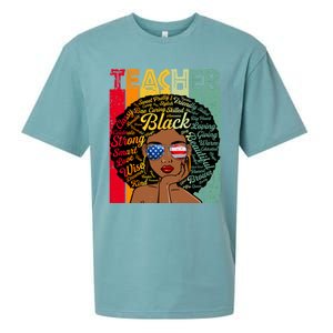 Black Teacher Afro Juneteenth Black History Month Funny Gift Sueded Cloud Jersey T-Shirt