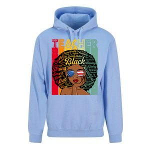 Black Teacher Afro Juneteenth Black History Month Funny Gift Unisex Surf Hoodie