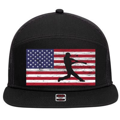 Baseball Team American Flag Usa Gift 7 Panel Mesh Trucker Snapback Hat