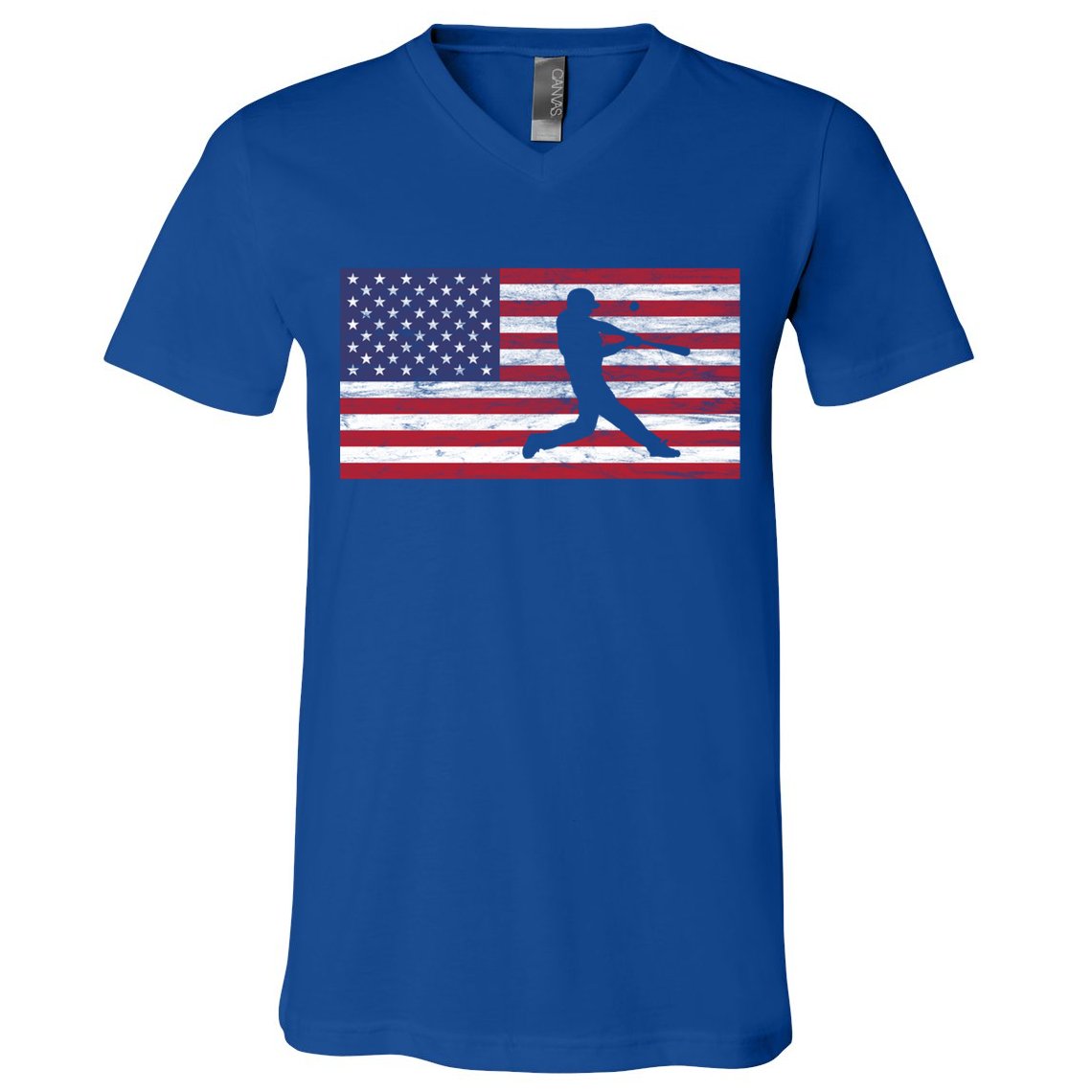 Baseball Team American Flag Usa Gift V-Neck T-Shirt
