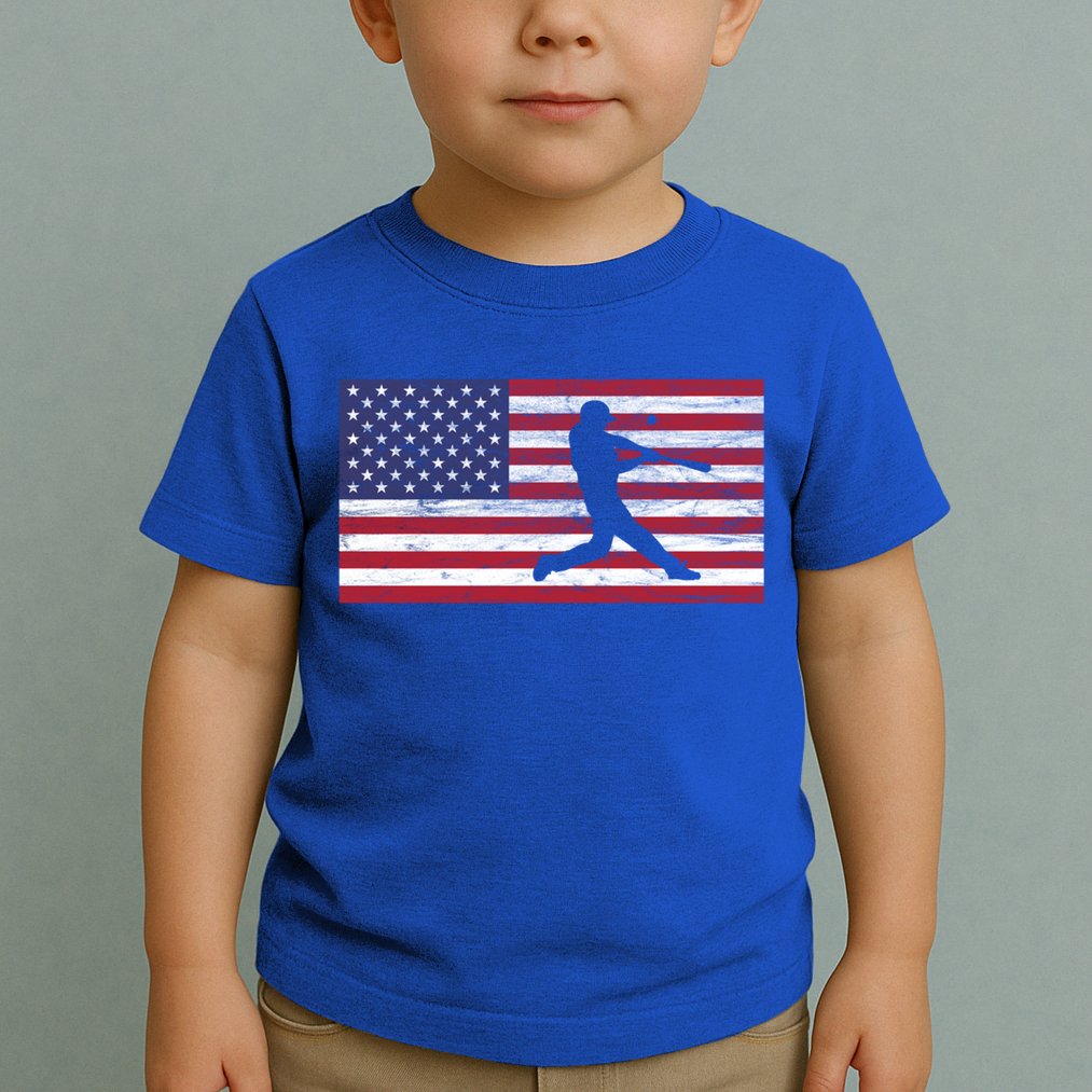 Baseball Team American Flag Usa Gift Toddler T-Shirt