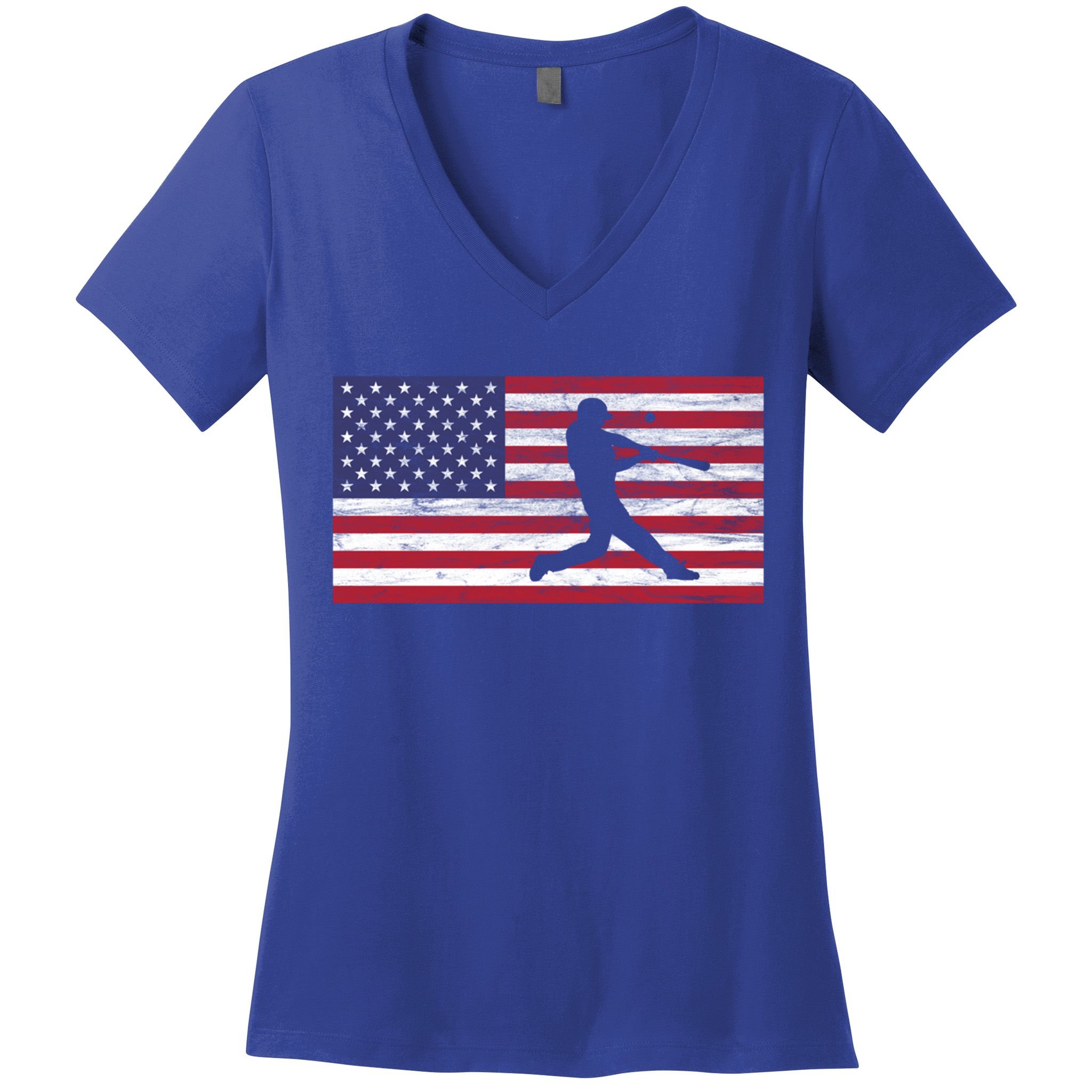 Baseball Team American Flag Usa Gift Women's V-Neck T-Shirt