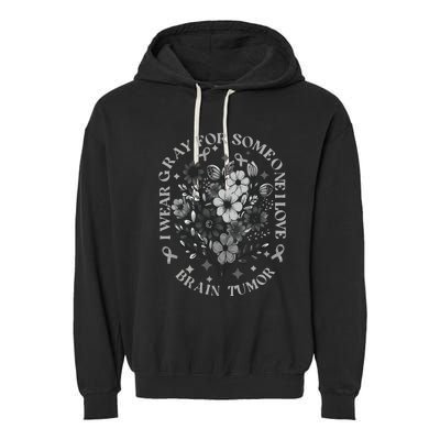 Brain Tumor Awareness Wildflower I Wear Gray For Brain Tumor Garment-Dyed Fleece Hoodie