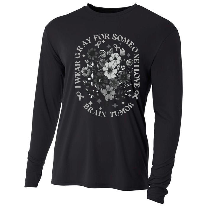 Brain Tumor Awareness Wildflower I Wear Gray For Brain Tumor Cooling Performance Long Sleeve Crew