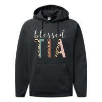 Blessed Tia Aunt Cute Leopard Print Performance Fleece Hoodie