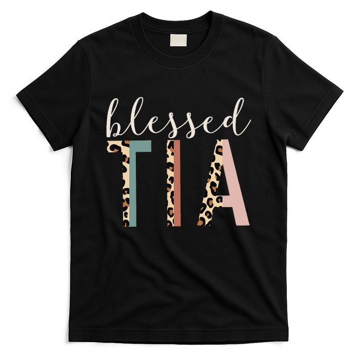 Blessed Tia Aunt Cute Leopard Print T-Shirt