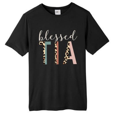 Blessed Tia Aunt Cute Leopard Print Tall Fusion ChromaSoft Performance T-Shirt