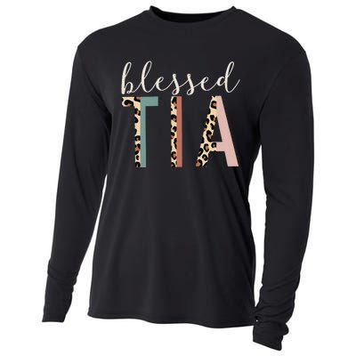 Blessed Tia Aunt Cute Leopard Print Cooling Performance Long Sleeve Crew