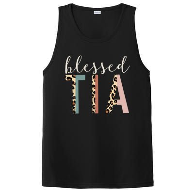 Blessed Tia Aunt Cute Leopard Print PosiCharge Competitor Tank