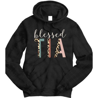 Blessed Tia Aunt Cute Leopard Print Tie Dye Hoodie