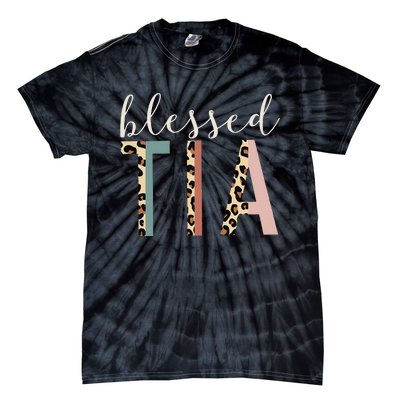 Blessed Tia Aunt Cute Leopard Print Tie-Dye T-Shirt