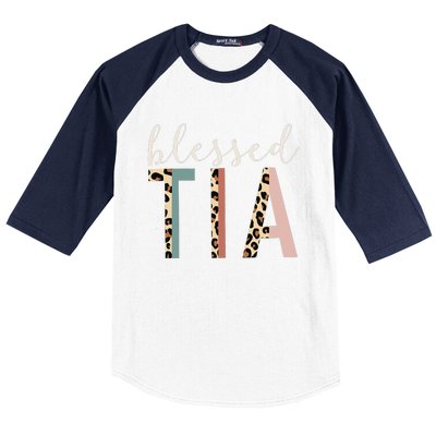 Blessed Tia Aunt Cute Leopard Print Baseball Sleeve Shirt