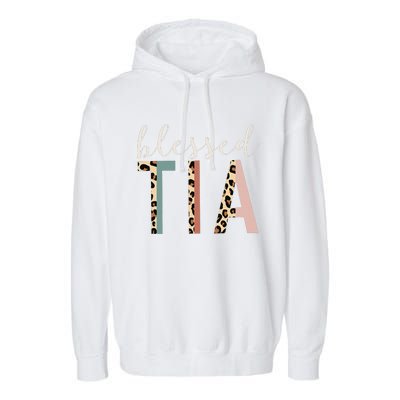 Blessed Tia Aunt Cute Leopard Print Garment-Dyed Fleece Hoodie