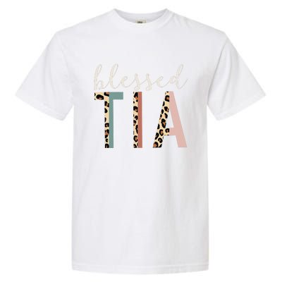 Blessed Tia Aunt Cute Leopard Print Garment-Dyed Heavyweight T-Shirt