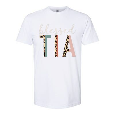 Blessed Tia Aunt Cute Leopard Print Softstyle CVC T-Shirt