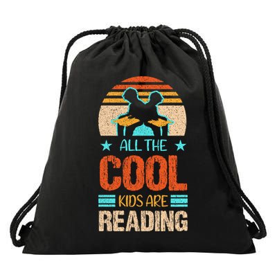 Bookaholic Teachers All The Cool Are Reading Books Read Meaningful Gift Drawstring Bag